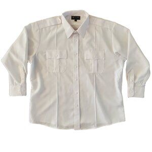 Tact Squad 8002 White Long Sleeve Uniform Shirt 100% Polyester 2XL 18-18.5 32-33
